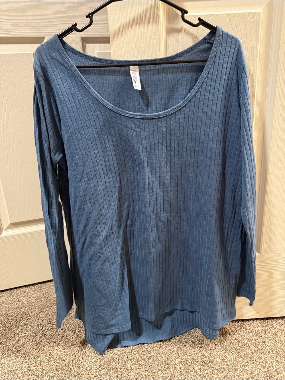 LuLaRoe Long Sleeve Ribbed Scoop Neck Top - Blue